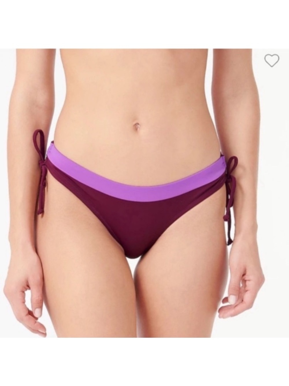 J. Crew Colorblock Plum and Lavender Side-Tie Bikini Bottom size S